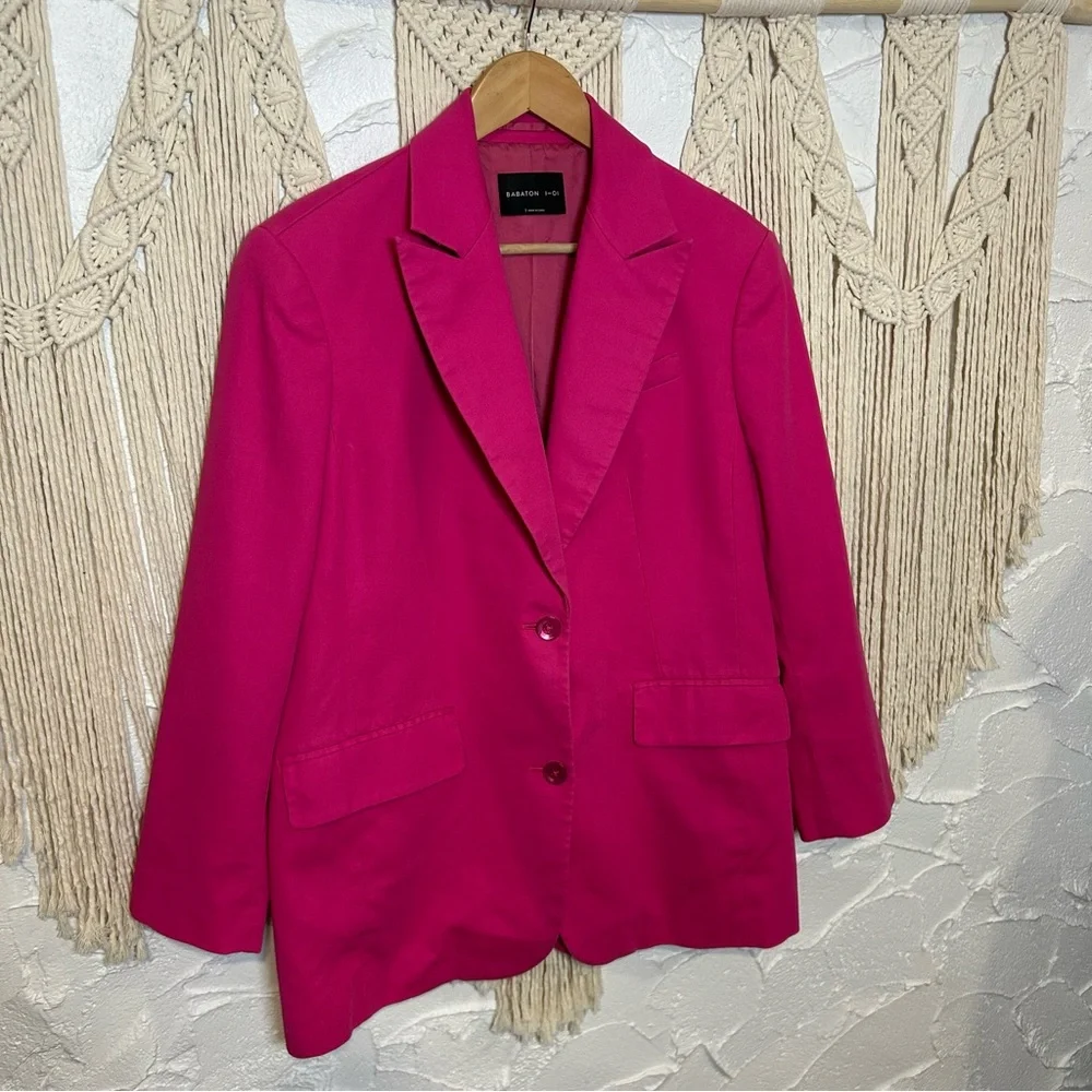 Aritzia Babaton fuchsia oversized blazer 100% Cotton Women’s Size Small - Picture 4 of 16